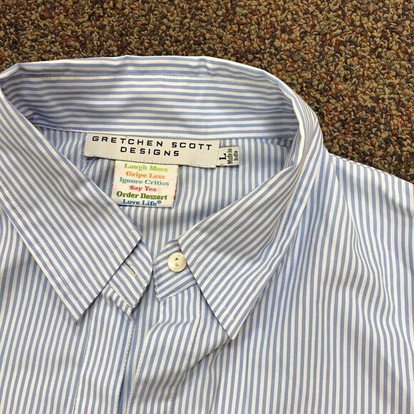 Gretchen Scott Designs Light Blue Striped Button Down Shirt - Picture 3 of 5